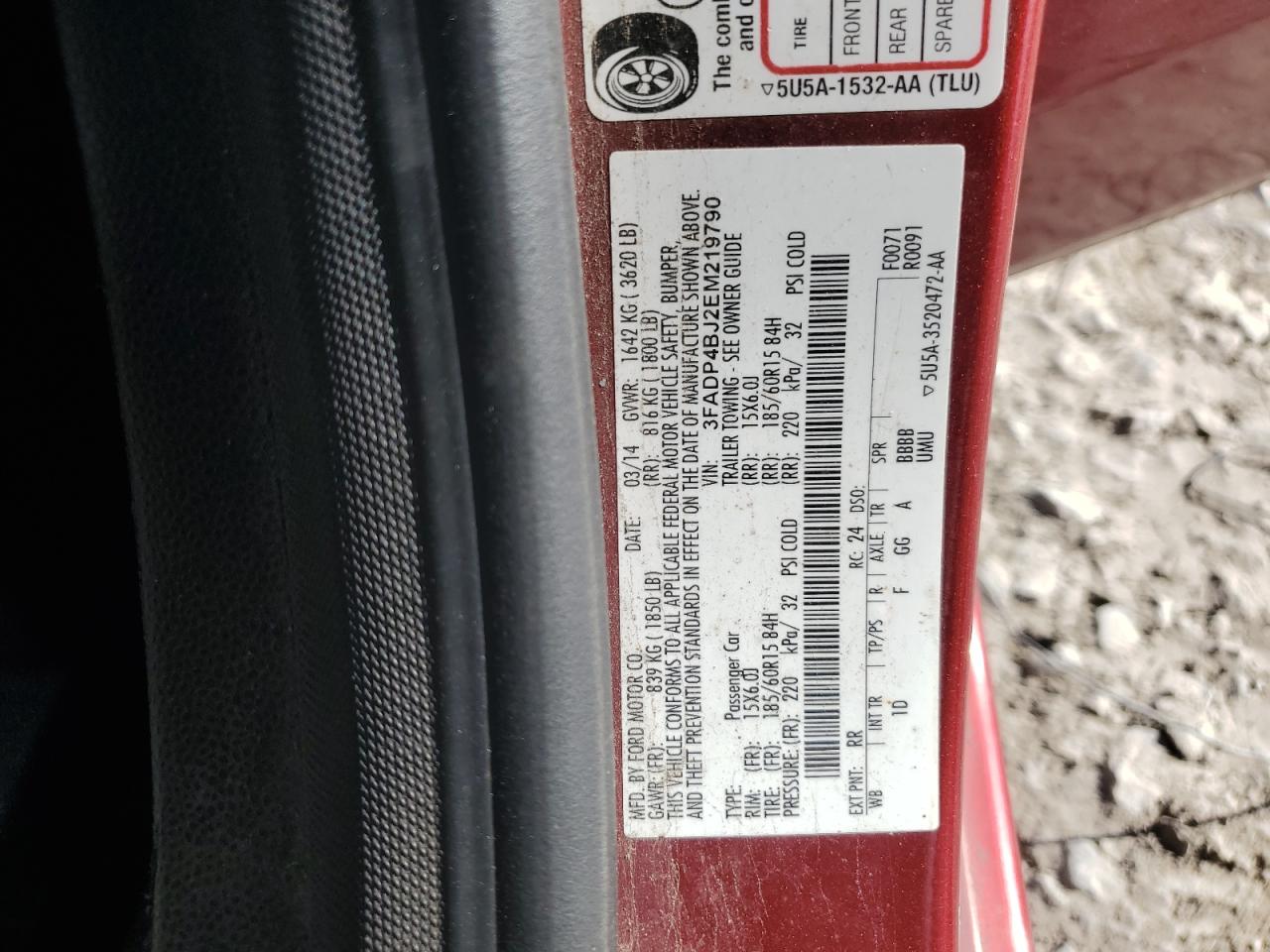 2014 Ford Fiesta Se VIN: 3FADP4BJ2EM219790 Lot: 92463425