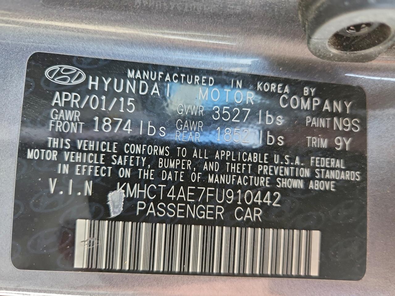 2015 Hyundai Accent Gls VIN: KMHCT4AE7FU910442 Lot: 92766055