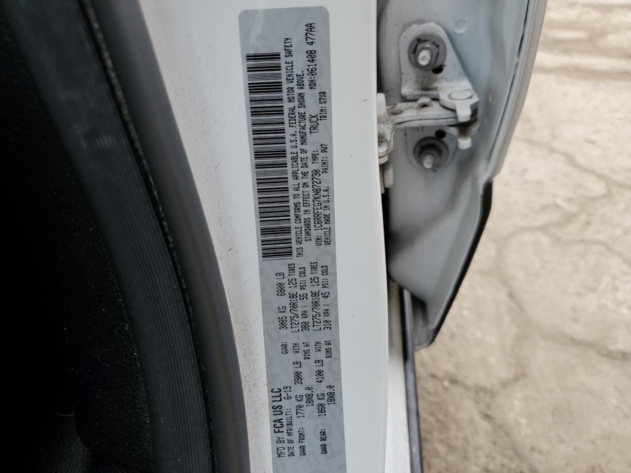 2019 Ram 1500 Rebel VIN: 1C6RRFEG7KN872730 Lot: 93943015