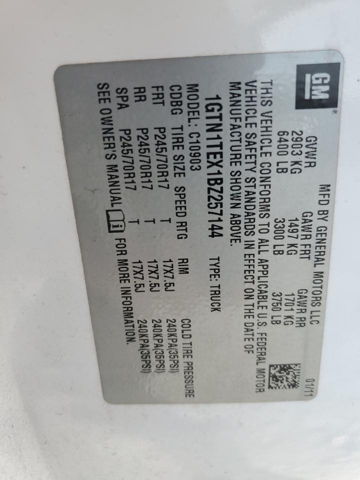 2011 GMC Sierra C1500 VIN: 1GTN1TEX1BZ257144 Lot: 93605955