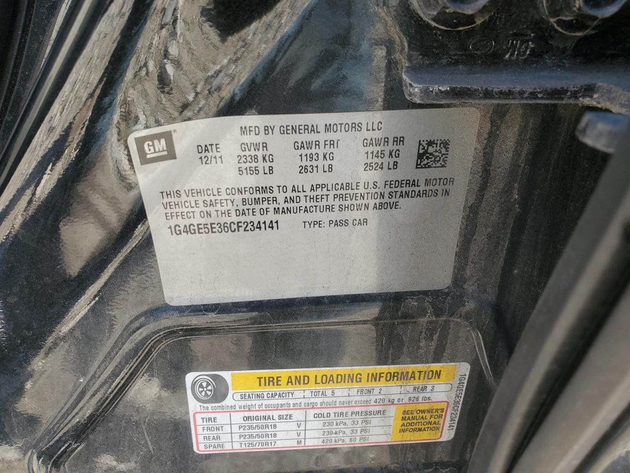 2012 Buick Lacrosse Premium VIN: 1G4GE5E36CF234141 Lot: 92345805