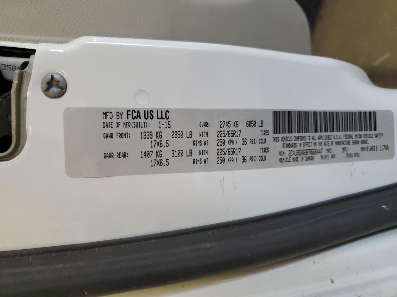 2015 Ram Tradesman VIN: 2C4JRGAG9FR666447 Lot: 91216245