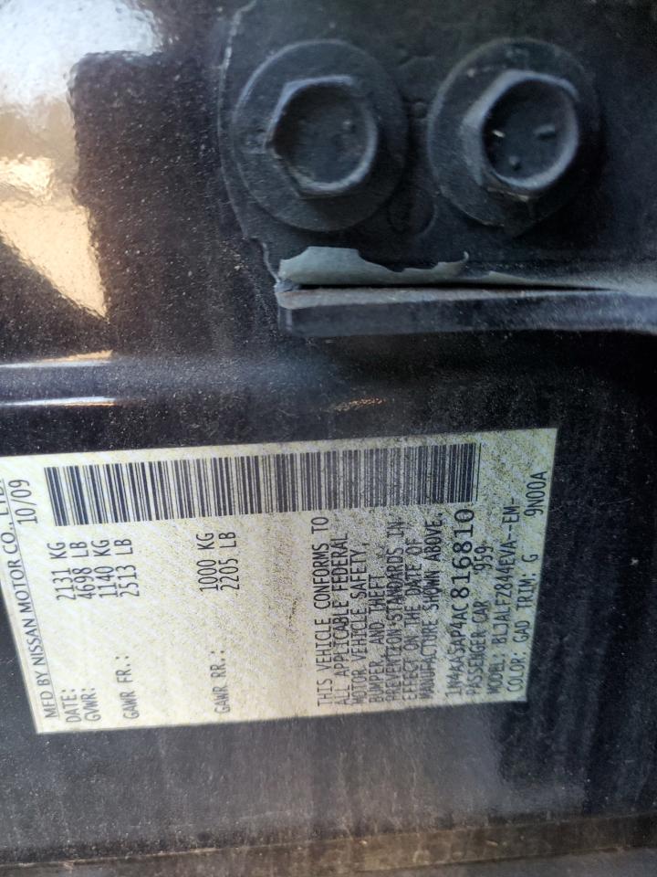 2010 Nissan Maxima S VIN: 1N4AA5AP4AC816810 Lot: 92345105