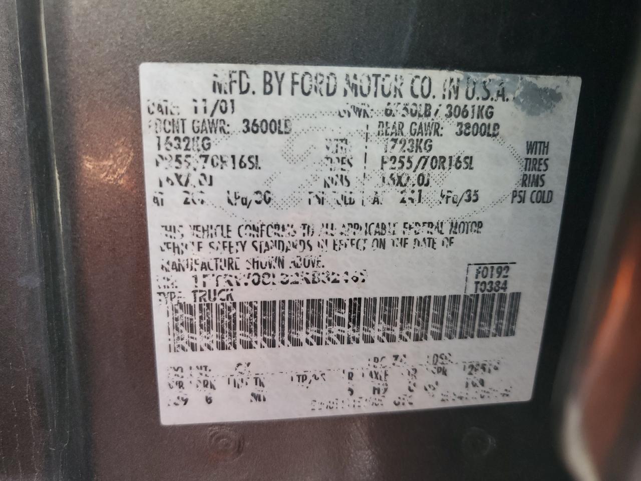 2002 Ford F150 Supercrew VIN: 1FTRW08L32KB32469 Lot: 91401125