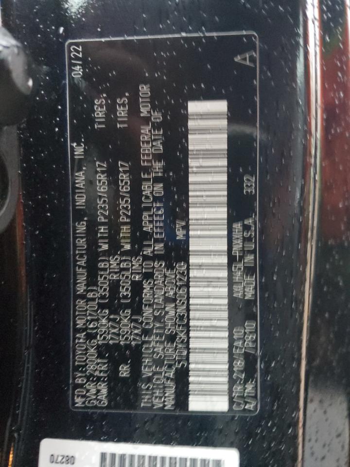 2022 Toyota Sienna Xle VIN: 5TDYSKFC3NS061230 Lot: 92479515