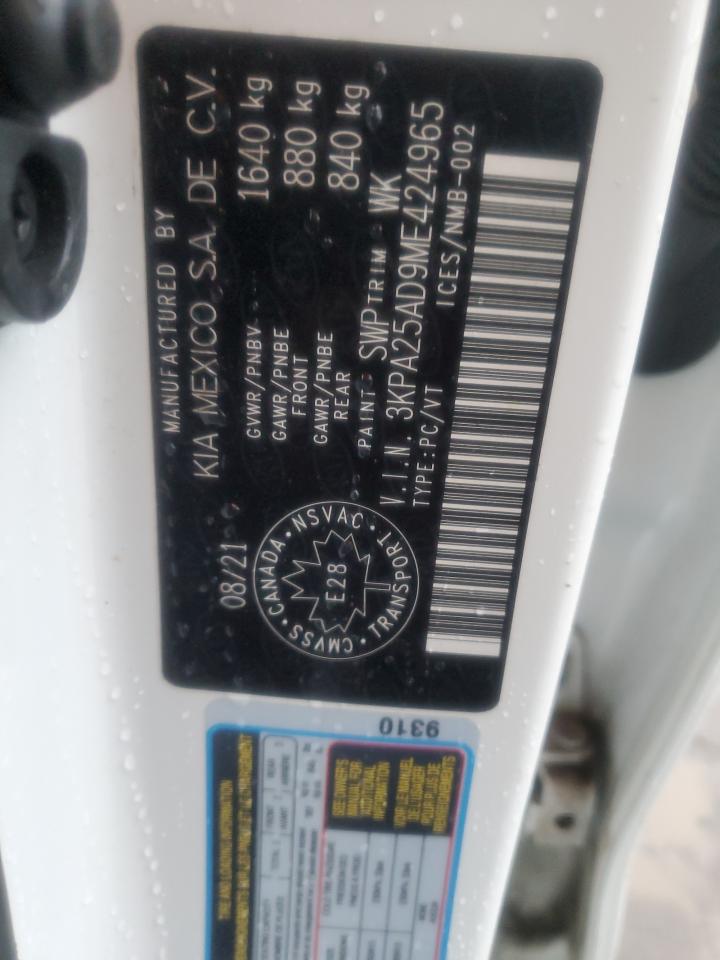 2021 Kia Rio S VIN: 3KPA25AD9ME424965 Lot: 92494515