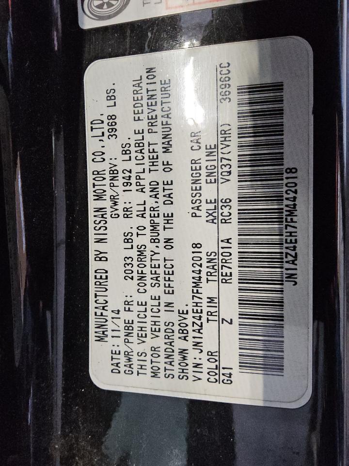 2015 Nissan 370Z Base VIN: JN1AZ4EH7FM442018 Lot: 91303665