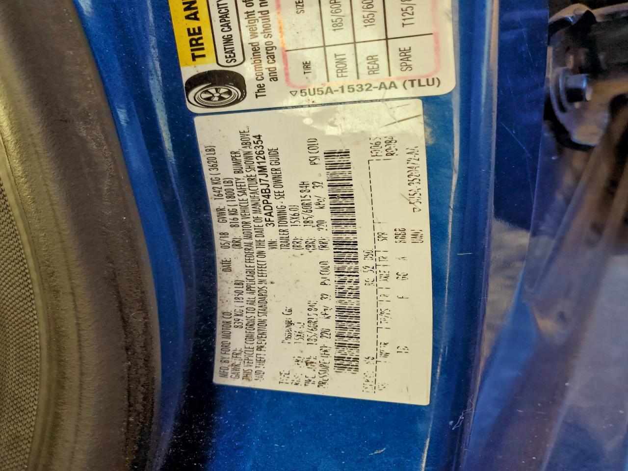 2018 Ford Fiesta Se VIN: 3FADP4BJ7JM126354 Lot: 94253095