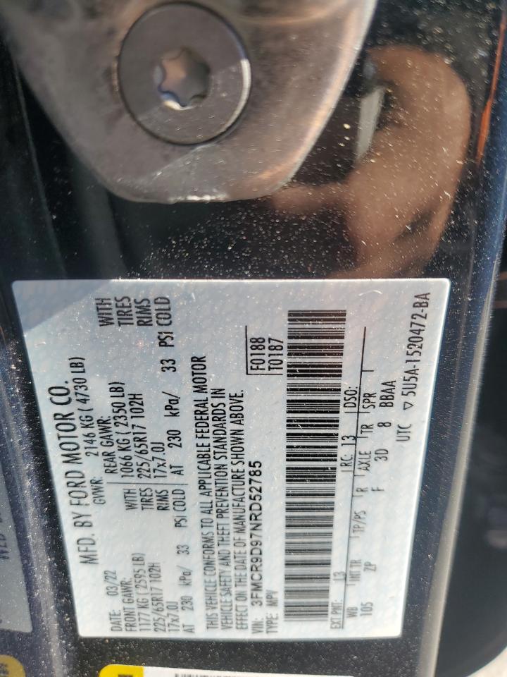 2022 Ford Bronco Sport Badlands VIN: 3FMCR9D97NRD52785 Lot: 91294295