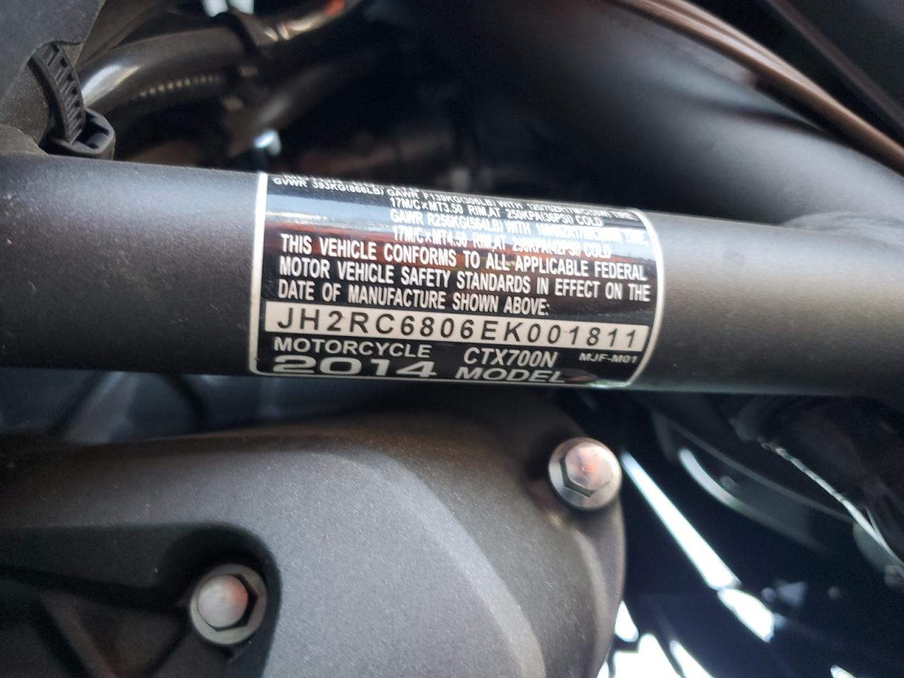 2014 Honda Ctx700 N VIN: JH2RC6806EK001811 Lot: 82499625