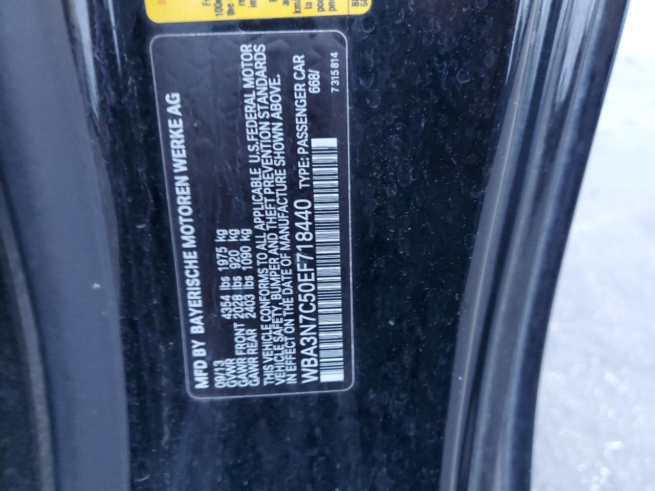 2014 BMW 428 I VIN: WBA3N7C50EF718440 Lot: 93928545