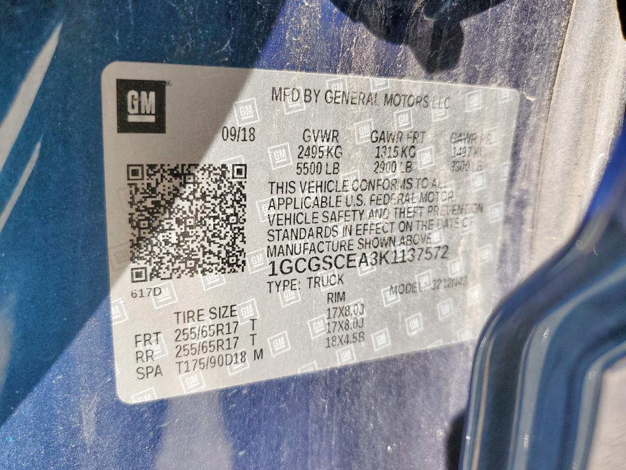 2019 Chevrolet Colorado Lt VIN: 1GCGSCEA3K1137572 Lot: 92716635