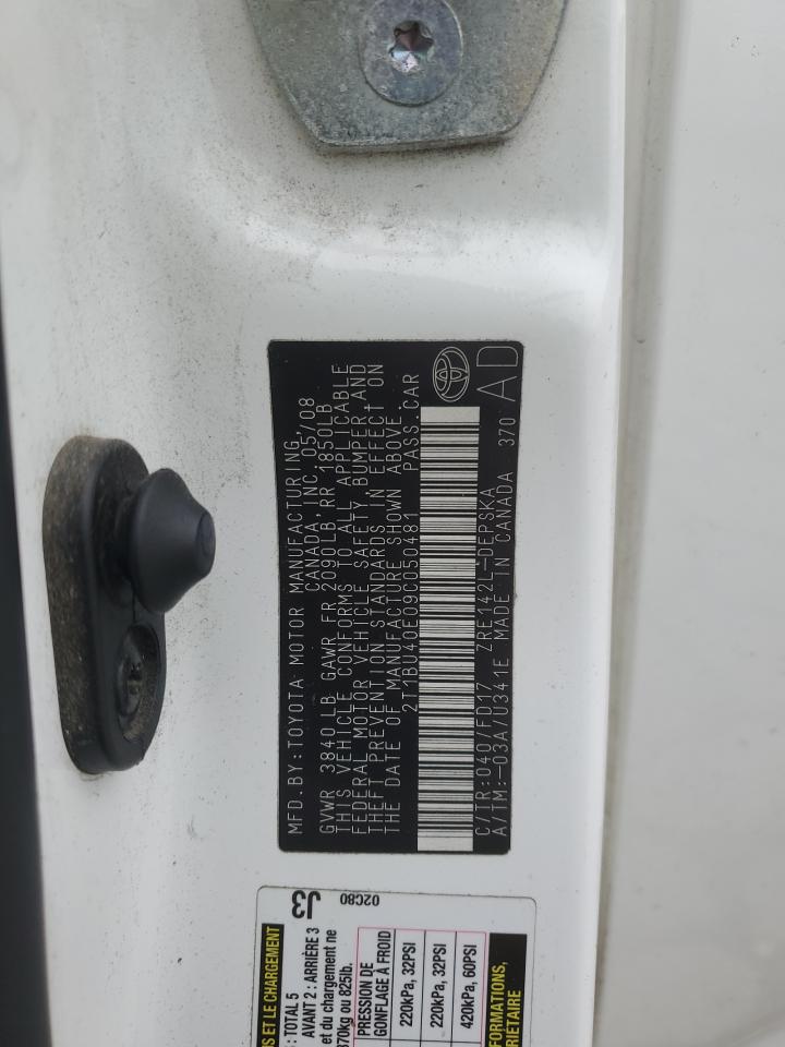 2009 Toyota Corolla Base VIN: 2T1BU40E09C050481 Lot: 93927095