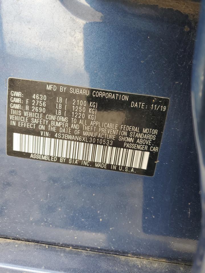 2020 Subaru Legacy Limited VIN: 4S3BWAN6XL3010533 Lot: 91914535