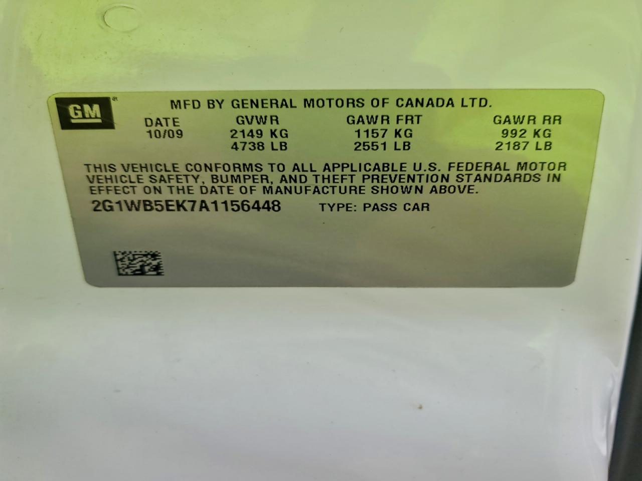 2010 Chevrolet Impala Lt VIN: 2G1WB5EK7A1156448 Lot: 93825695