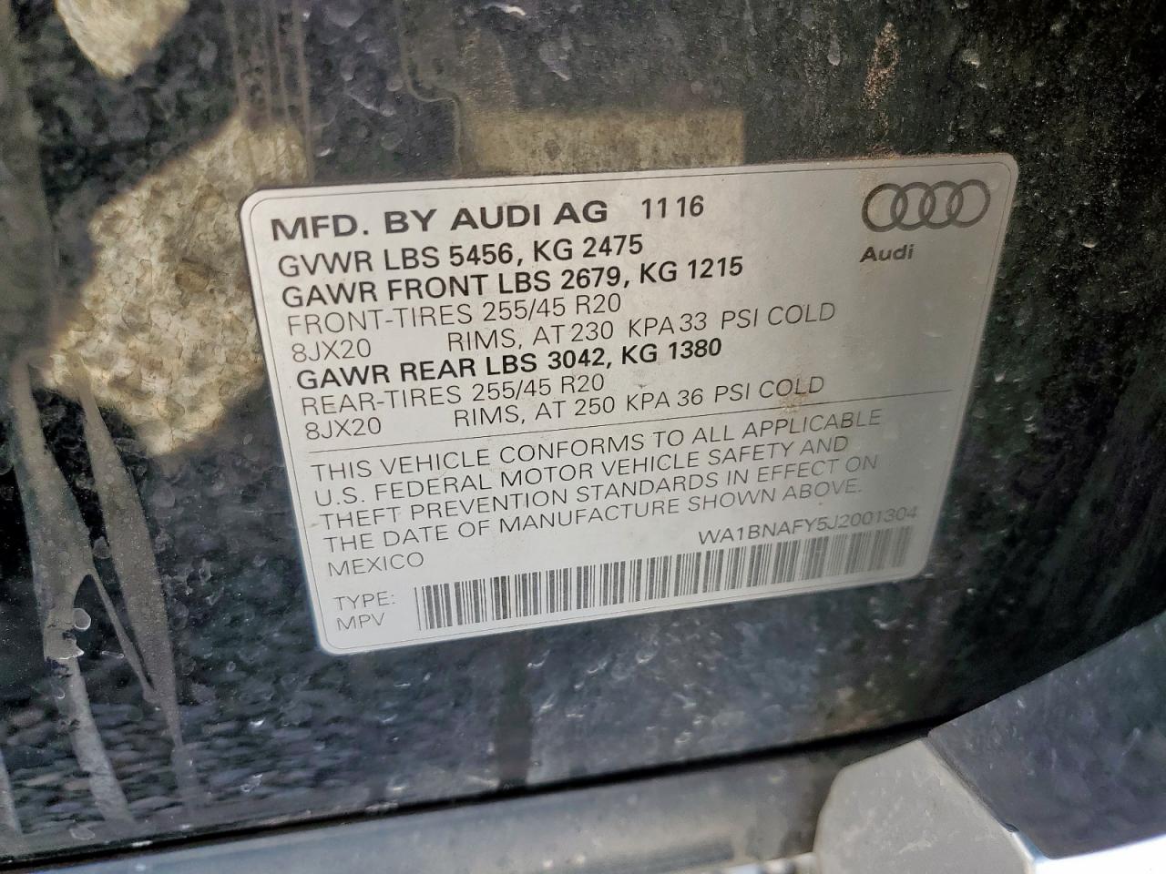 2018 Audi Q5 Premium Plus VIN: WA1BNAFY5J2001304 Lot: 91608015