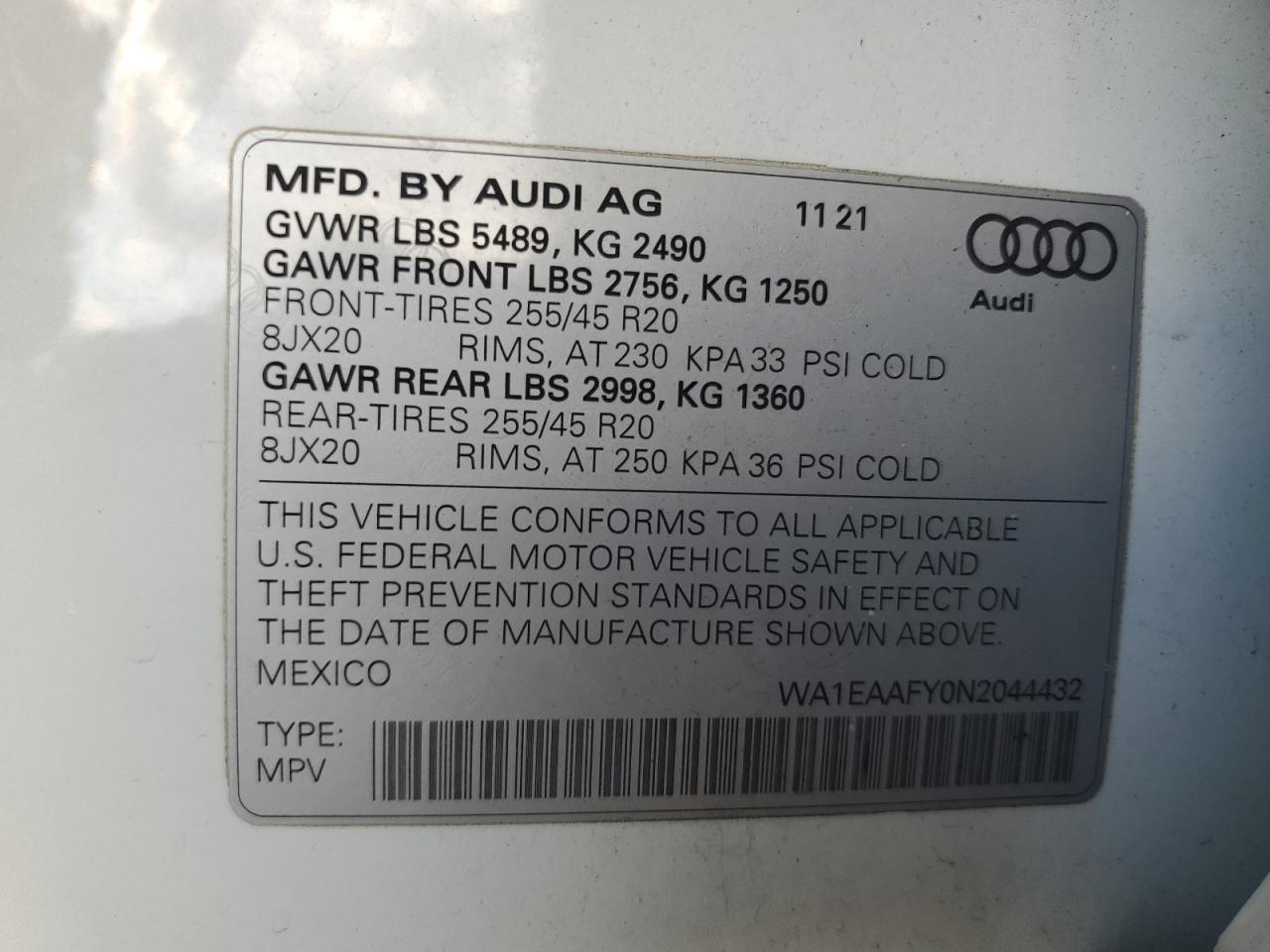 2022 Audi Q5 Premium Plus 45 VIN: WA1EAAFY0N2044432 Lot: 92988035