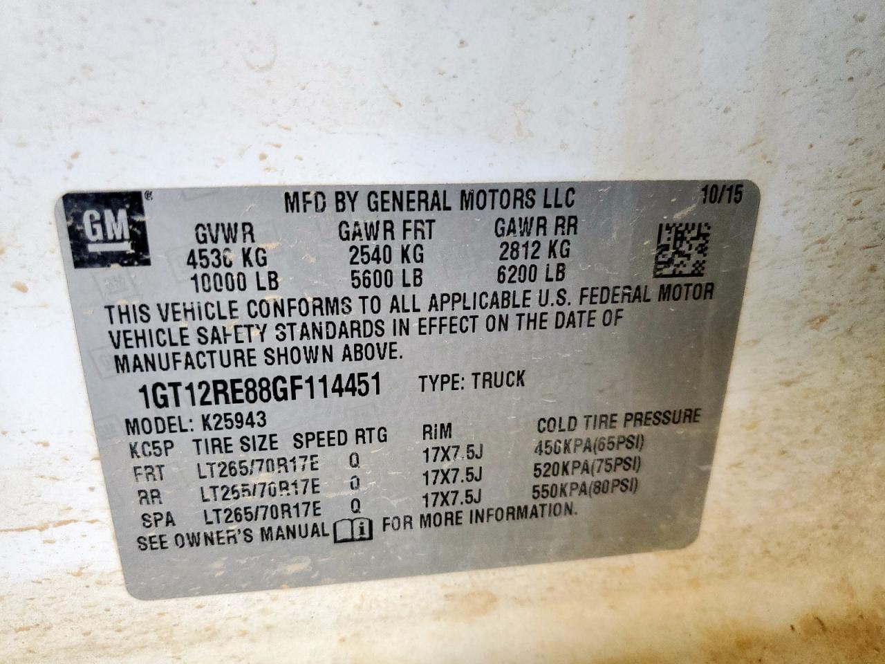 2016 GMC Sierra K2500 Heavy Duty VIN: 1GT12RE88GF114451 Lot: 91040425