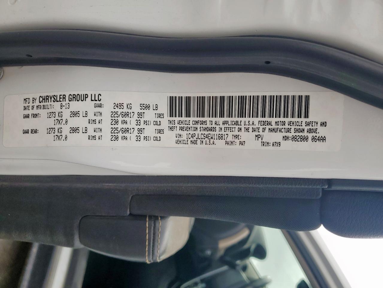 2014 Jeep Cherokee Latitude VIN: 1C4PJLCS4EW116817 Lot: 92706495