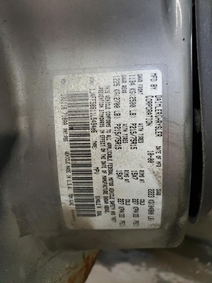 2001 Jeep Cherokee Classic VIN: 1J4FF58S11L549406 Lot: 91100755