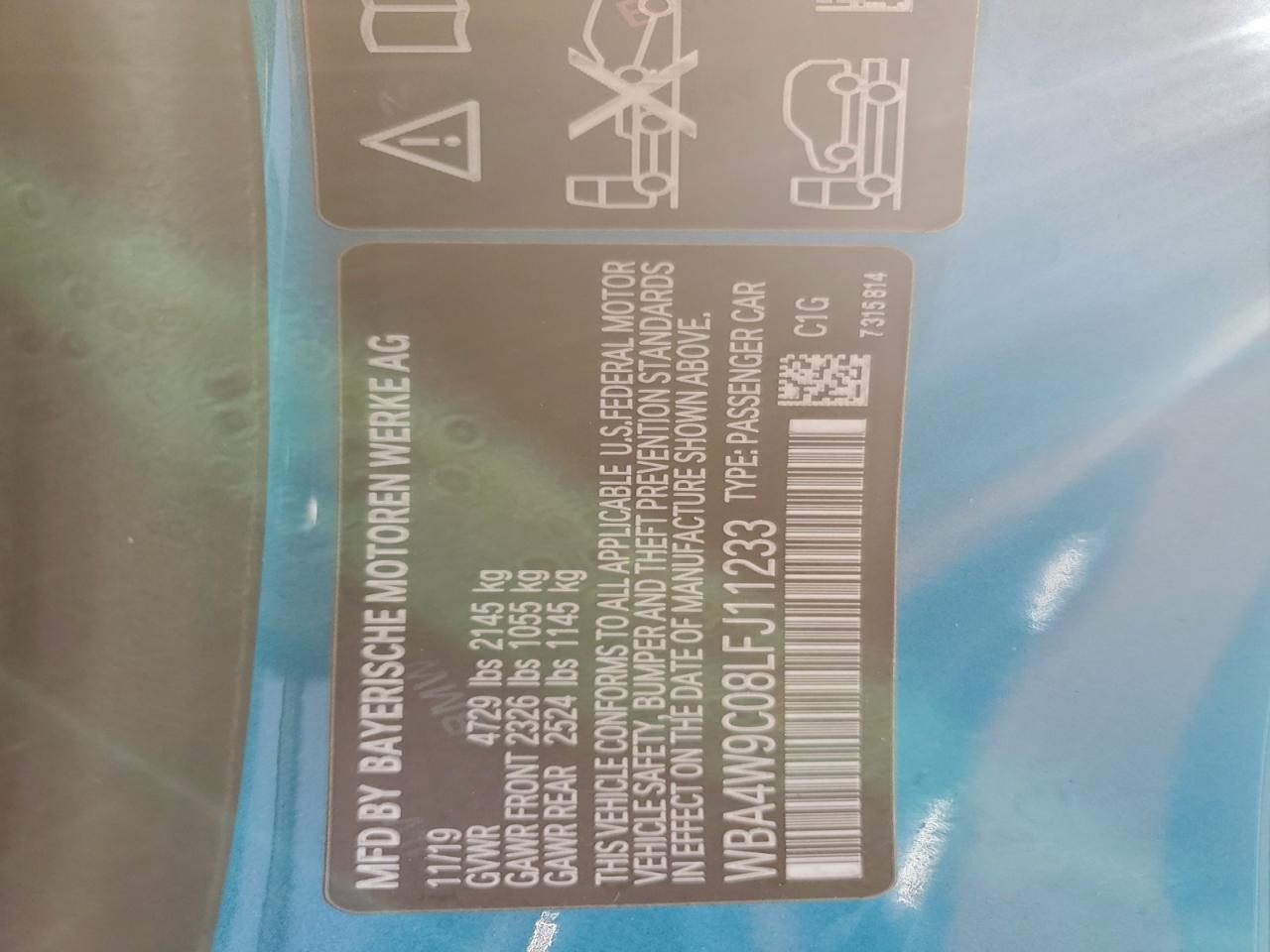 2020 BMW 440Xi VIN: WBA4W9C08LFJ11233 Lot: 94737395