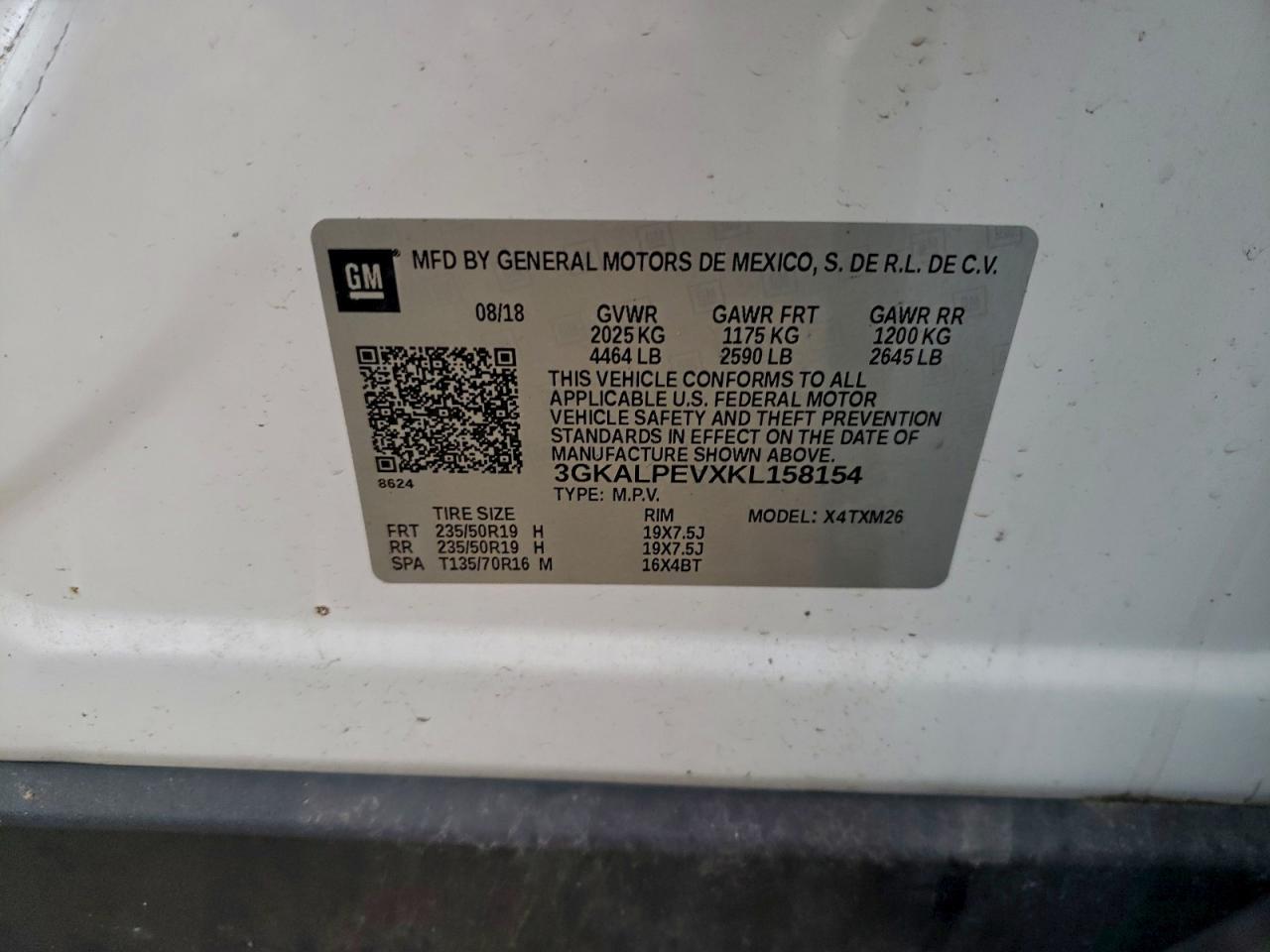 2019 GMC Terrain Slt VIN: 3GKALPEVXKL158154 Lot: 94637885