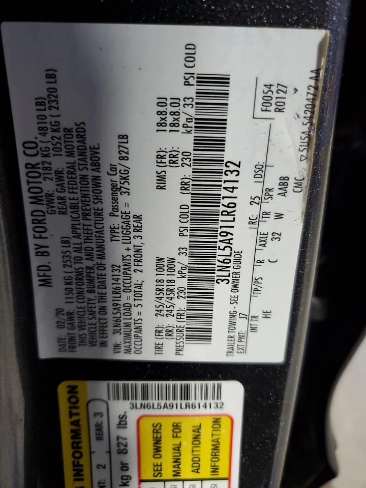 2020 Lincoln Mkz VIN: 3LN6L5A91LR614132 Lot: 91470785