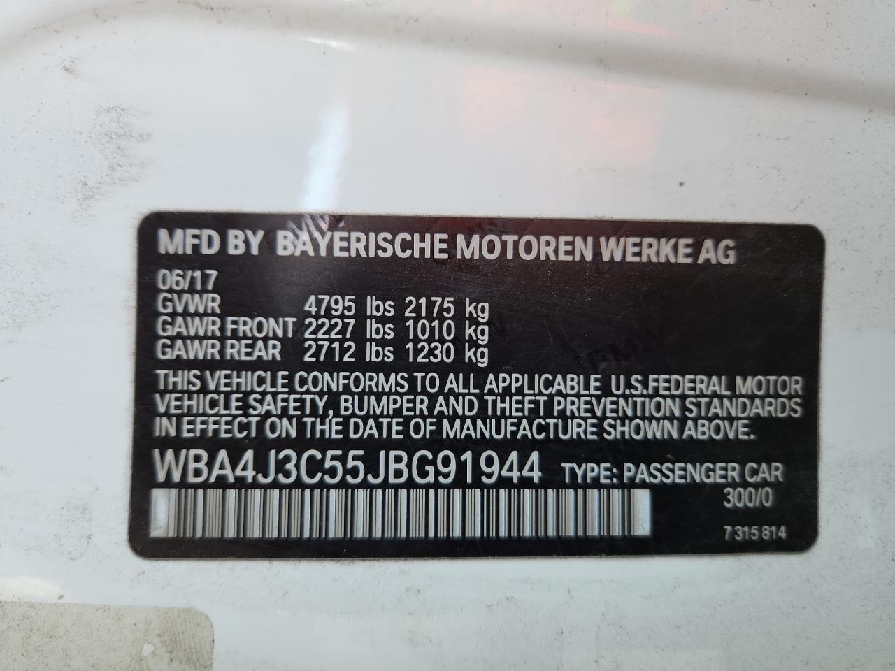 2018 BMW 430Xi Gran Coupe VIN: WBA4J3C55JBG91944 Lot: 93328935