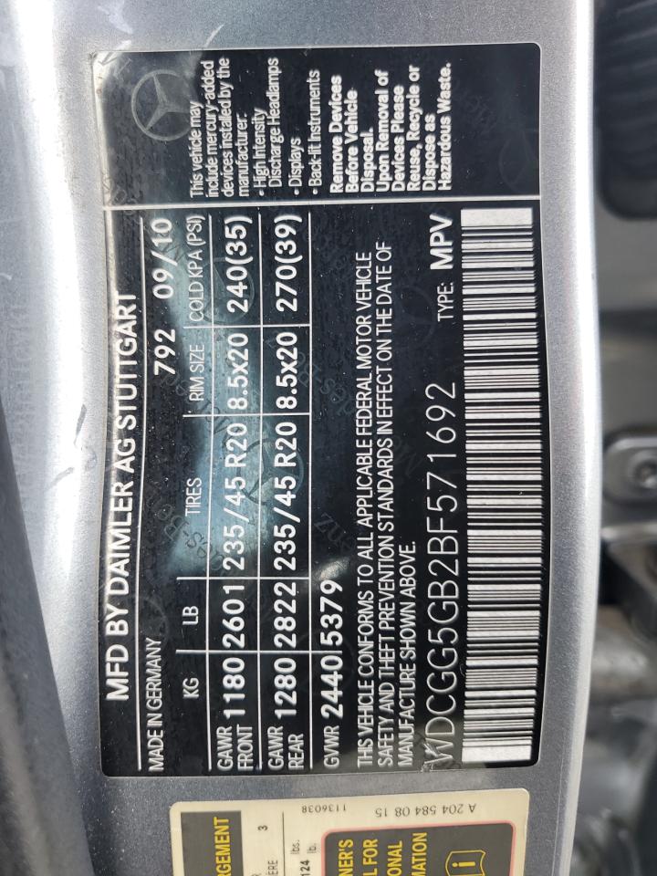 2011 Mercedes-Benz Glk 350 VIN: WDCGG5GB2BF571692 Lot: 92735975