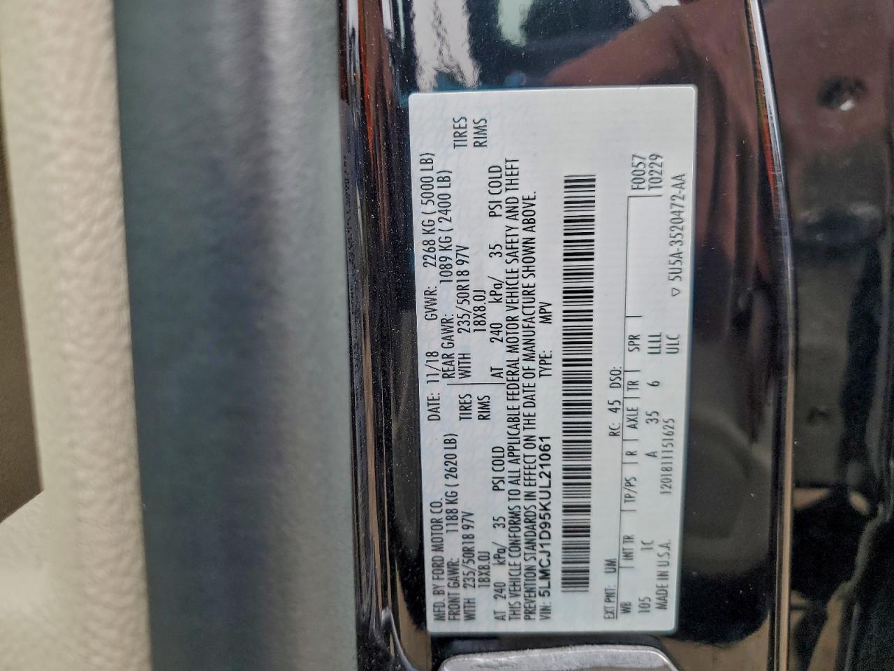 2019 Lincoln Mkc VIN: 5LMCJ1D95KUL21061 Lot: 93911055