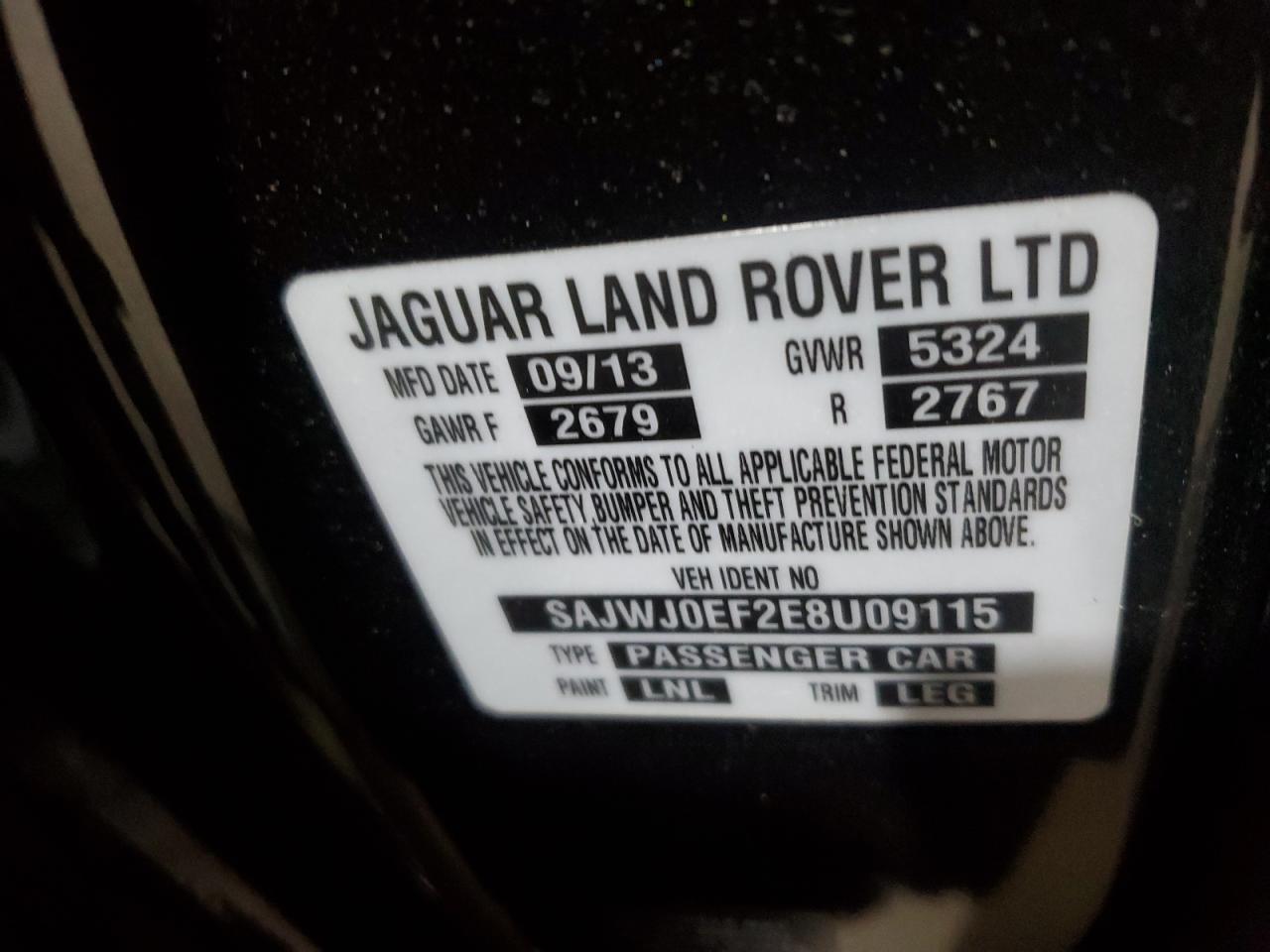 2014 Jaguar Xf VIN: SAJWJ0EF2E8U09115 Lot: 91767285