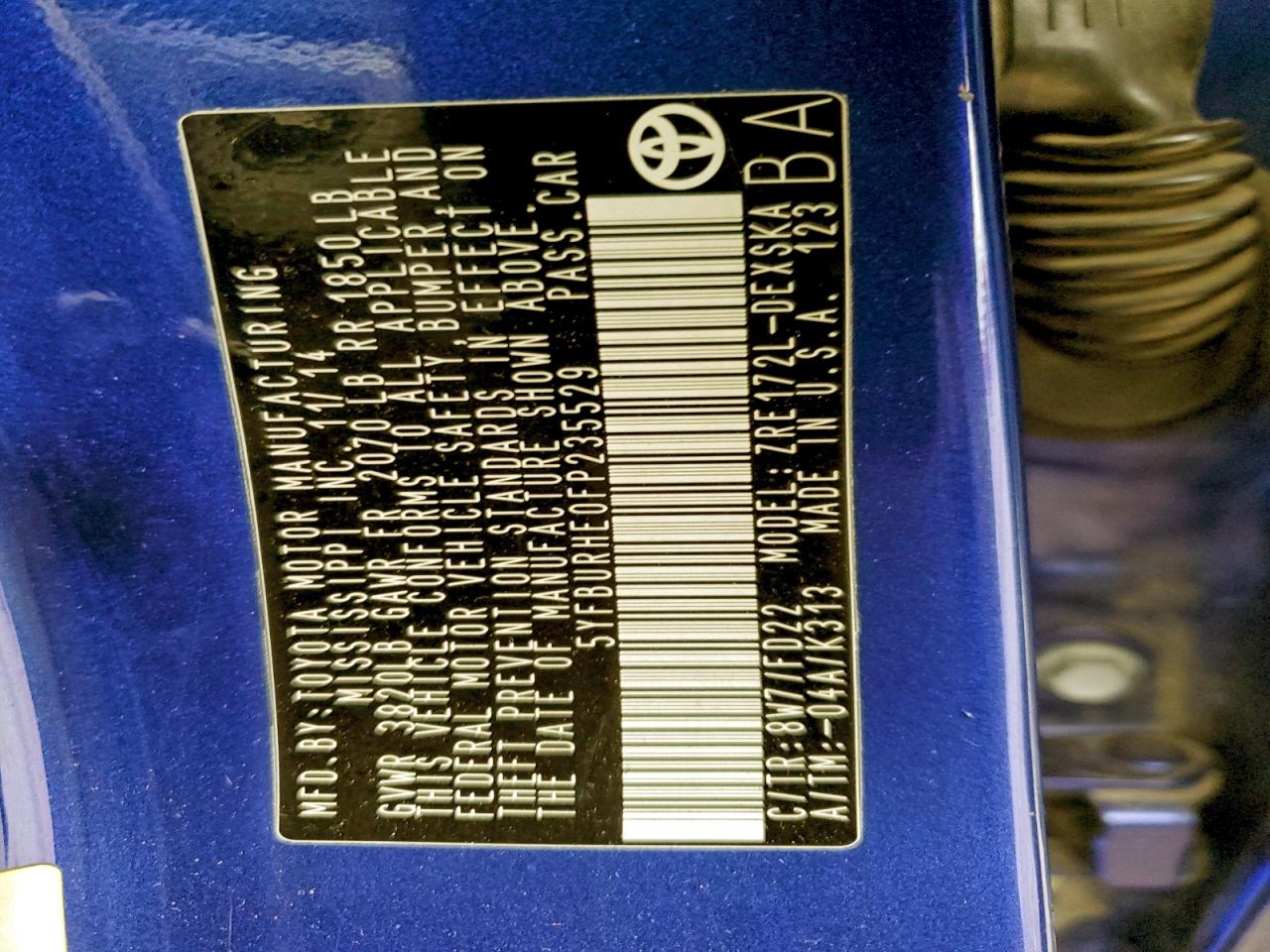 2015 Toyota Corolla L VIN: 5YFBURHE0FP235529 Lot: 94416955