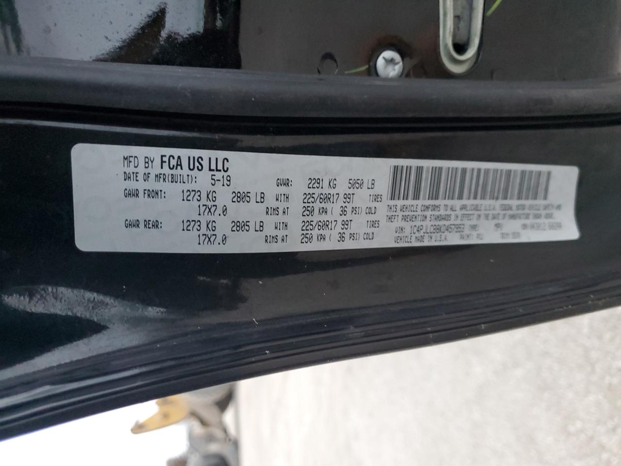 2019 Jeep Cherokee Latitude VIN: 1C4PJLCB8KD457953 Lot: 93650085