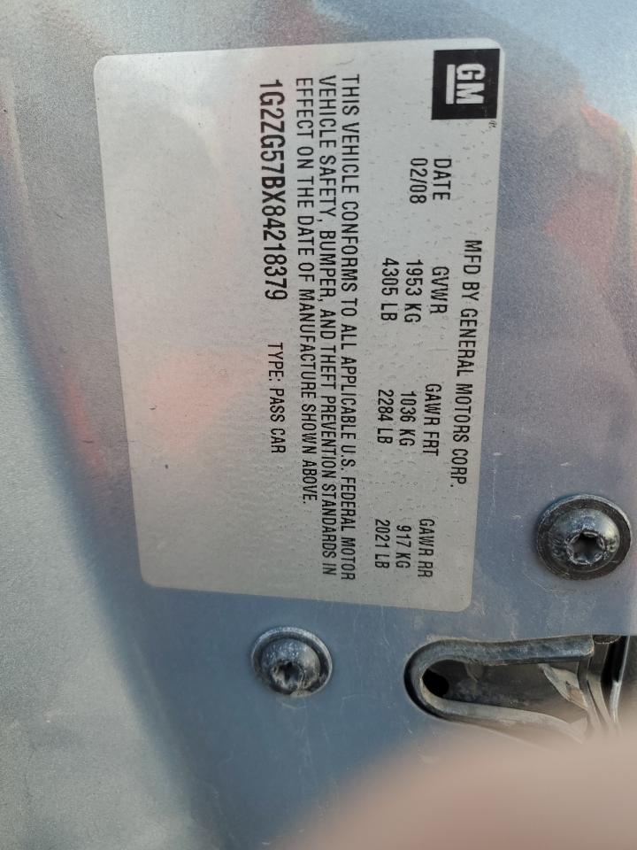2008 Pontiac G6 Base VIN: 1G2ZG57BX84218379 Lot: 92984215