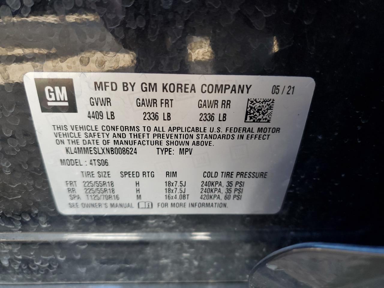 2022 Buick Encore Gx Select VIN: KL4MMESLXNB008624 Lot: 91824135