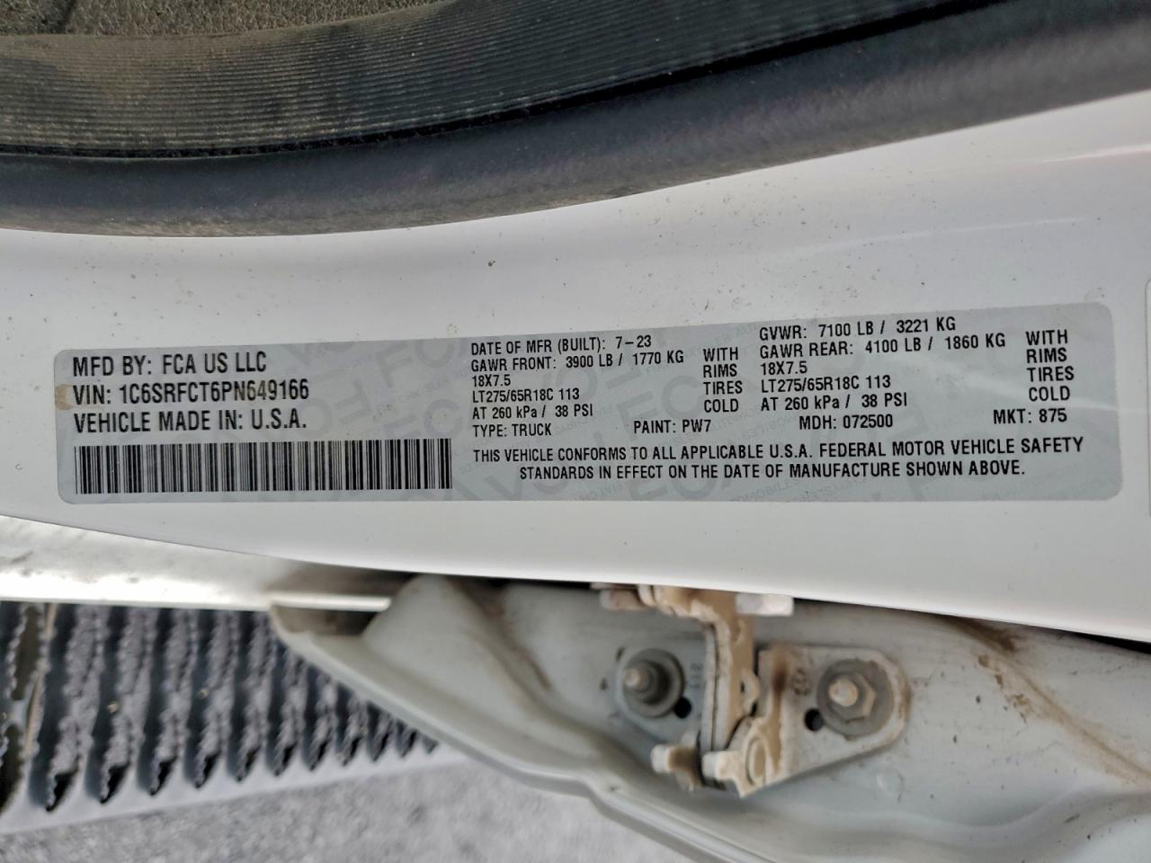 2023 Ram 1500 Tradesman VIN: 1C6SRFCT6PN649166 Lot: 94283115