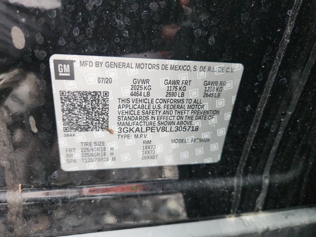 2020 GMC Terrain Slt VIN: 3GKALPEV8LL305718 Lot: 92656565