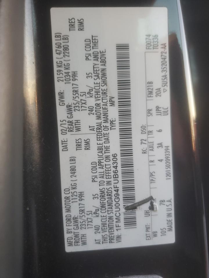 2015 Ford Escape Se VIN: 1FMCU0G94FUB64306 Lot: 90994355