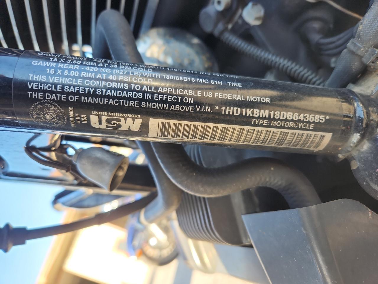 2013 Harley-Davidson Flhx Street Glide VIN: 1HD1KBM18DB643685 Lot: 93019825