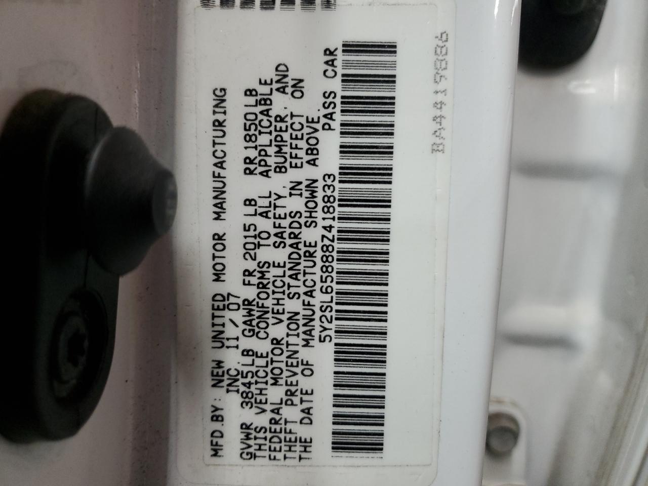 2008 Pontiac Vibe VIN: 5Y2SL65888Z418833 Lot: 92350925