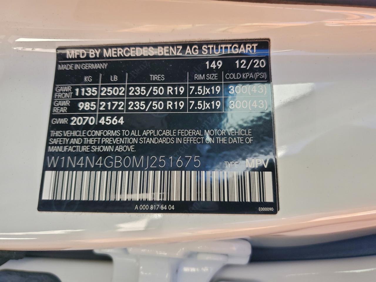 2021 Mercedes-Benz Gla 250 VIN: W1N4N4GB0MJ251675 Lot: 93789095