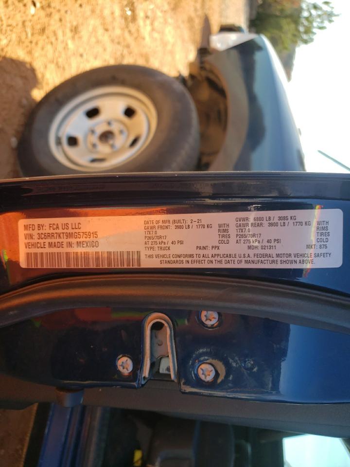 2021 Ram 1500 Classic Tradesman VIN: 3C6RR7KT9MG575915 Lot: 92979025