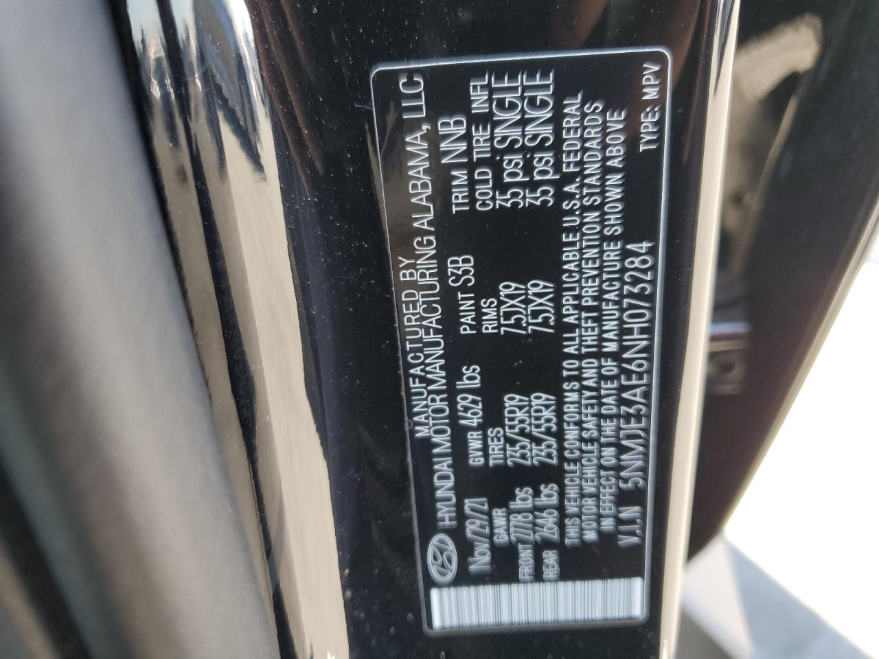 2022 Hyundai Tucson Limited VIN: 5NMJE3AE6NH073284 Lot: 91968065