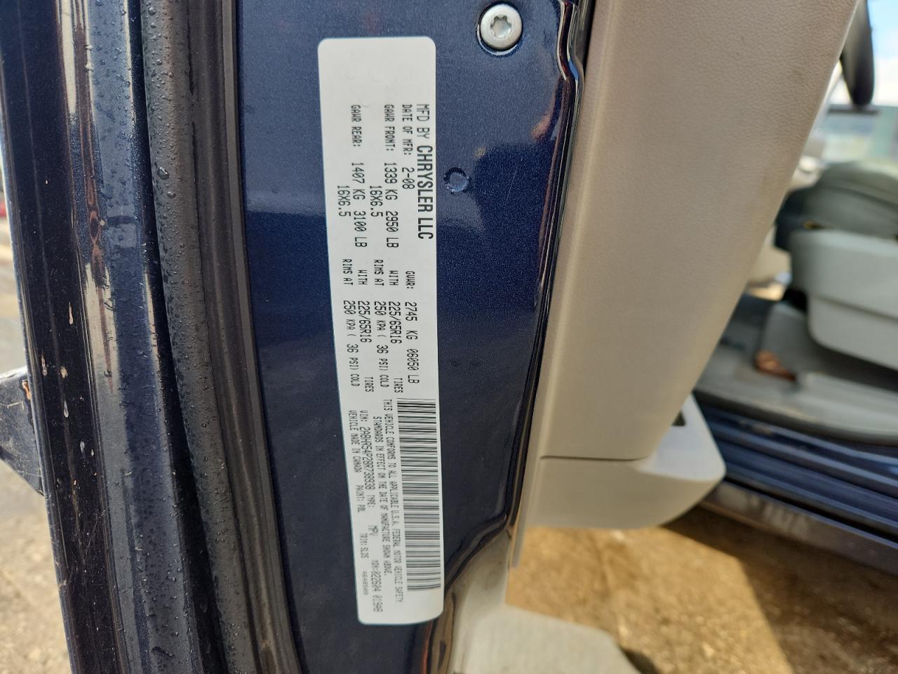 2008 Chrysler Town & Country Touring VIN: 2A8HR54P28R738938 Lot: 90613655