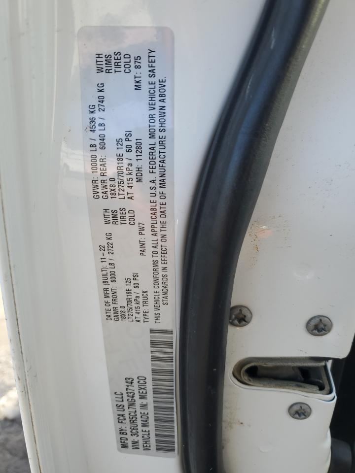 2022 Ram 2500 Tradesman VIN: 3C6UR5CL7NG437143 Lot: 91888335