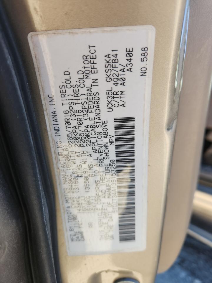 2003 Toyota Sequoia Sr5 VIN: 5TDZT34A13S153250 Lot: 91418325