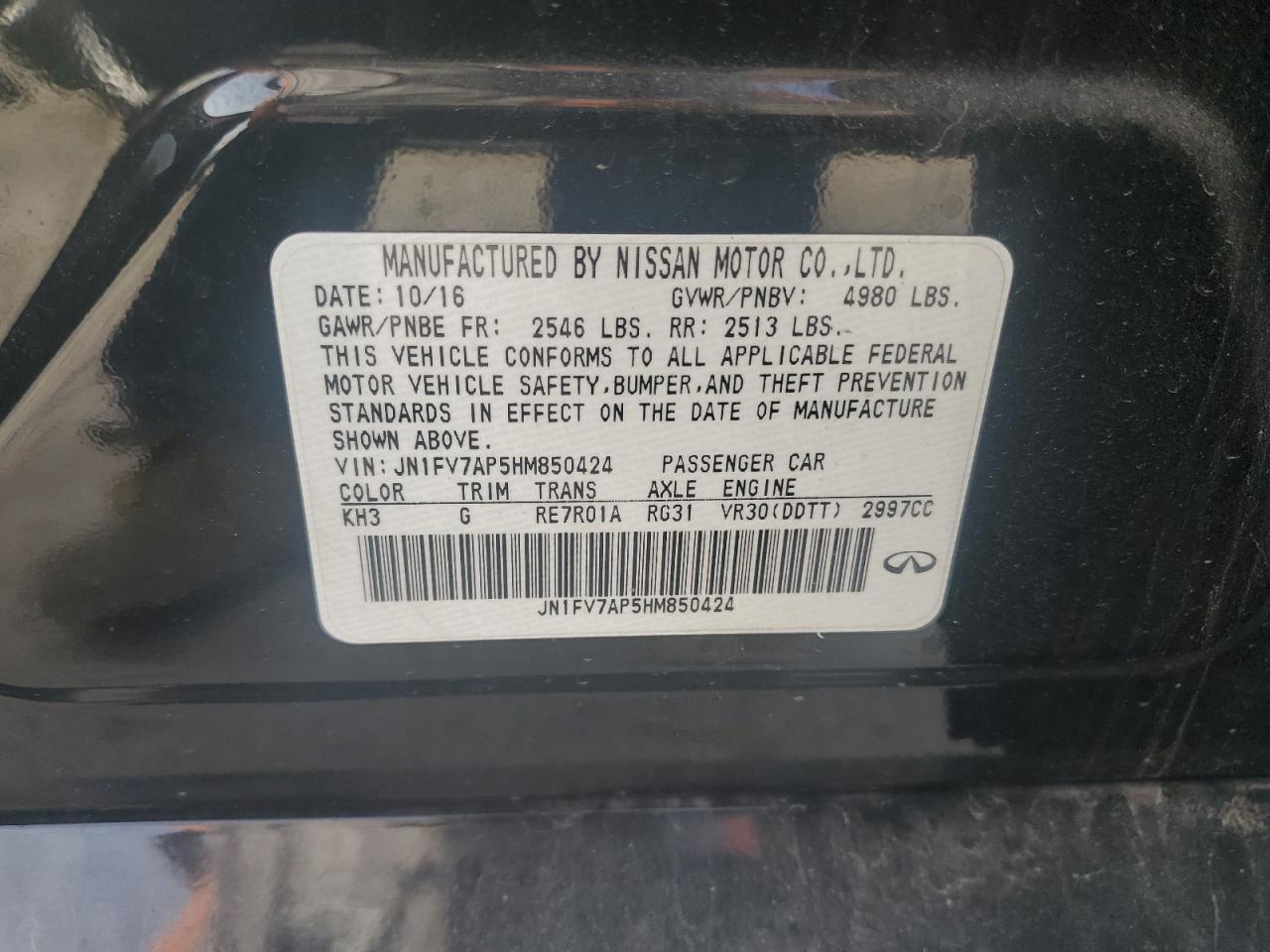 2017 Infiniti Q50 Red Sport 400 VIN: JN1FV7AP5HM850424 Lot: 92116945