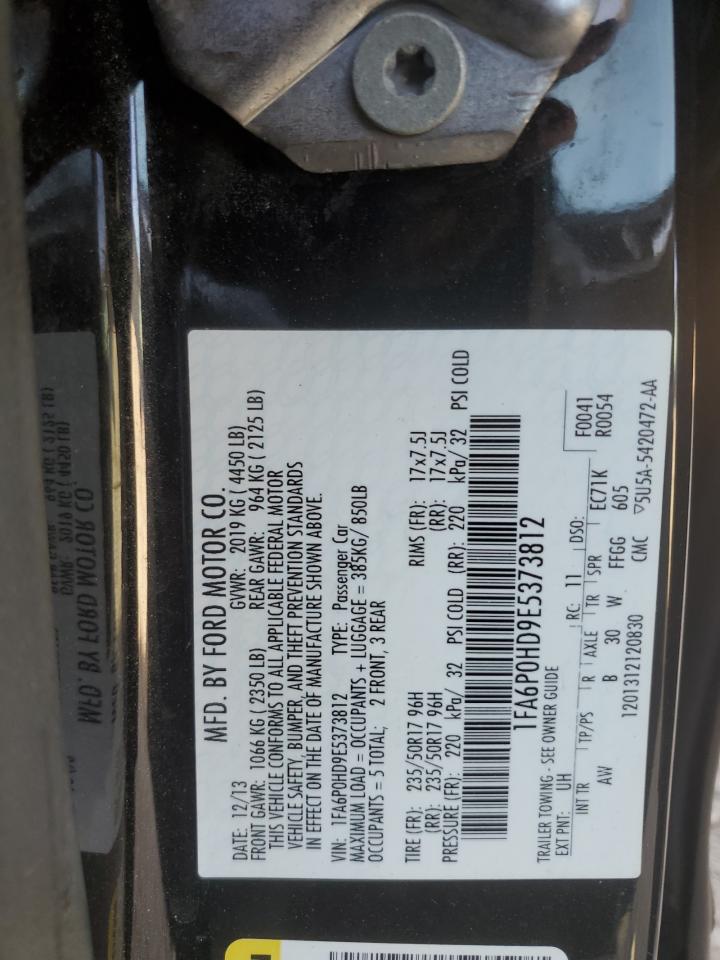 2014 Ford Fusion Se VIN: 1FA6P0HD9E5373812 Lot: 92293575