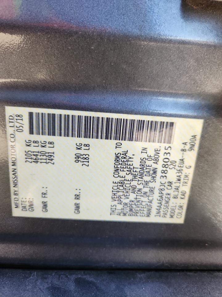 2018 Nissan Maxima 3.5S VIN: 1N4AA6AP8JC388035 Lot: 92405375