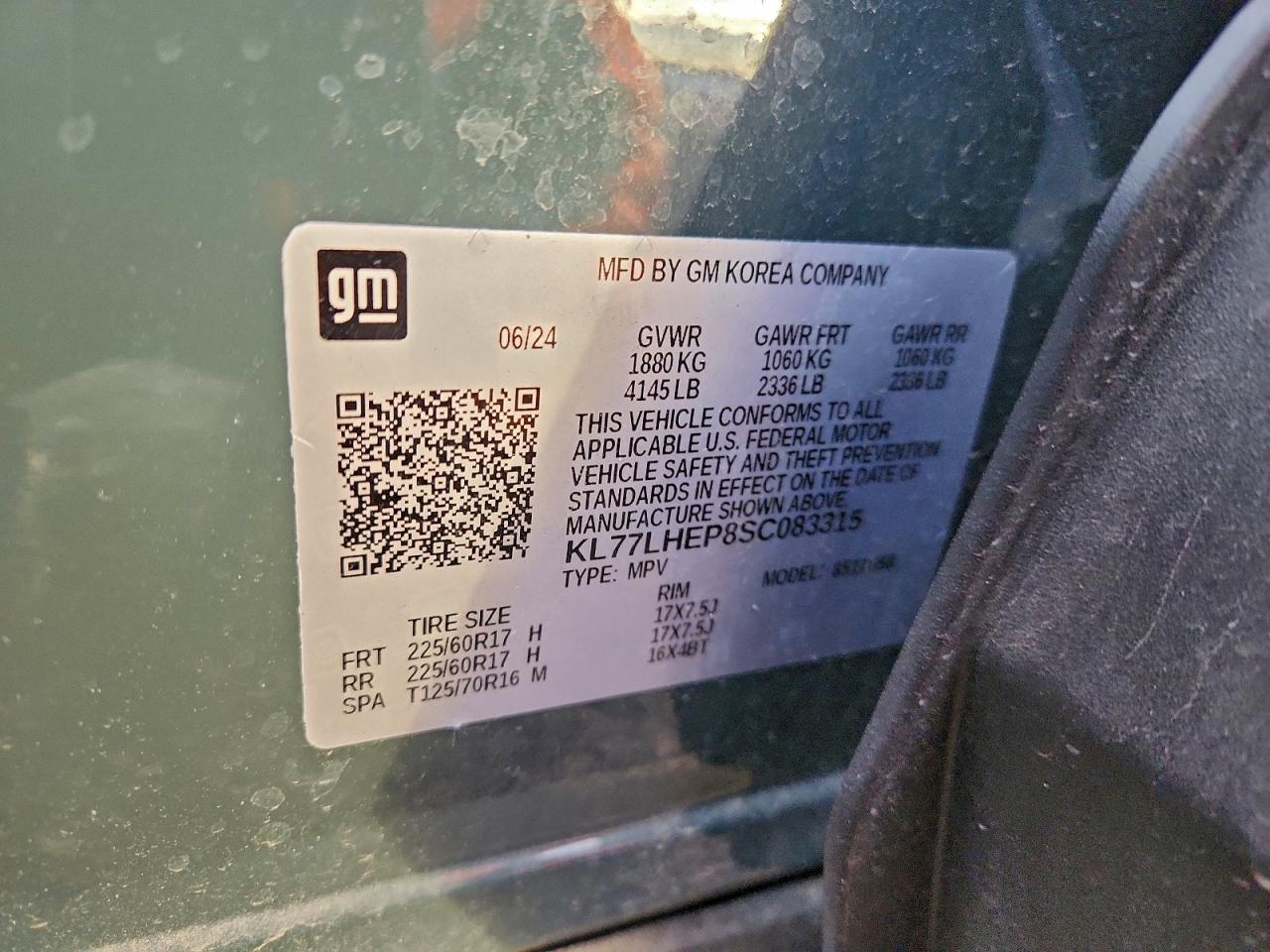 2025 Chevrolet Trax 1Lt VIN: KL77LHEP8SC083315 Lot: 93694695